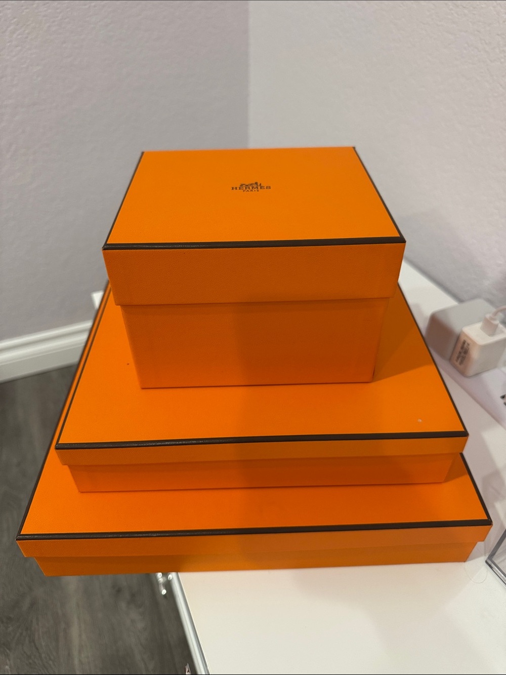Hermes stackable decorative Storage Boxes - Set of 3. B